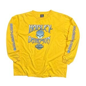 Vintage Y2K 2006 Harley-Davidson Skull  Long-sleeve Shirt - XXL